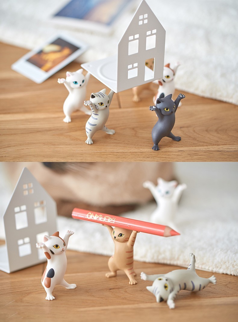 妖娆猫笔架qualia妖娆猫咪举笔猫抬棺猫笔架收纳笔举笔猫支架可爱桌面