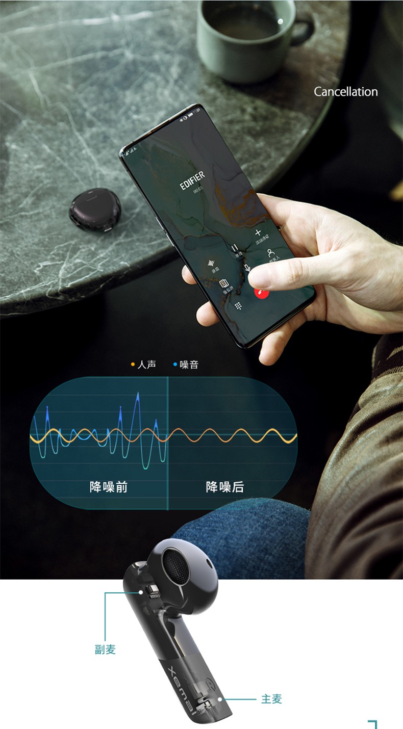 漫步者edifierx6真无线蓝牙耳机迷你tws音乐运动手机耳机入耳式苹果