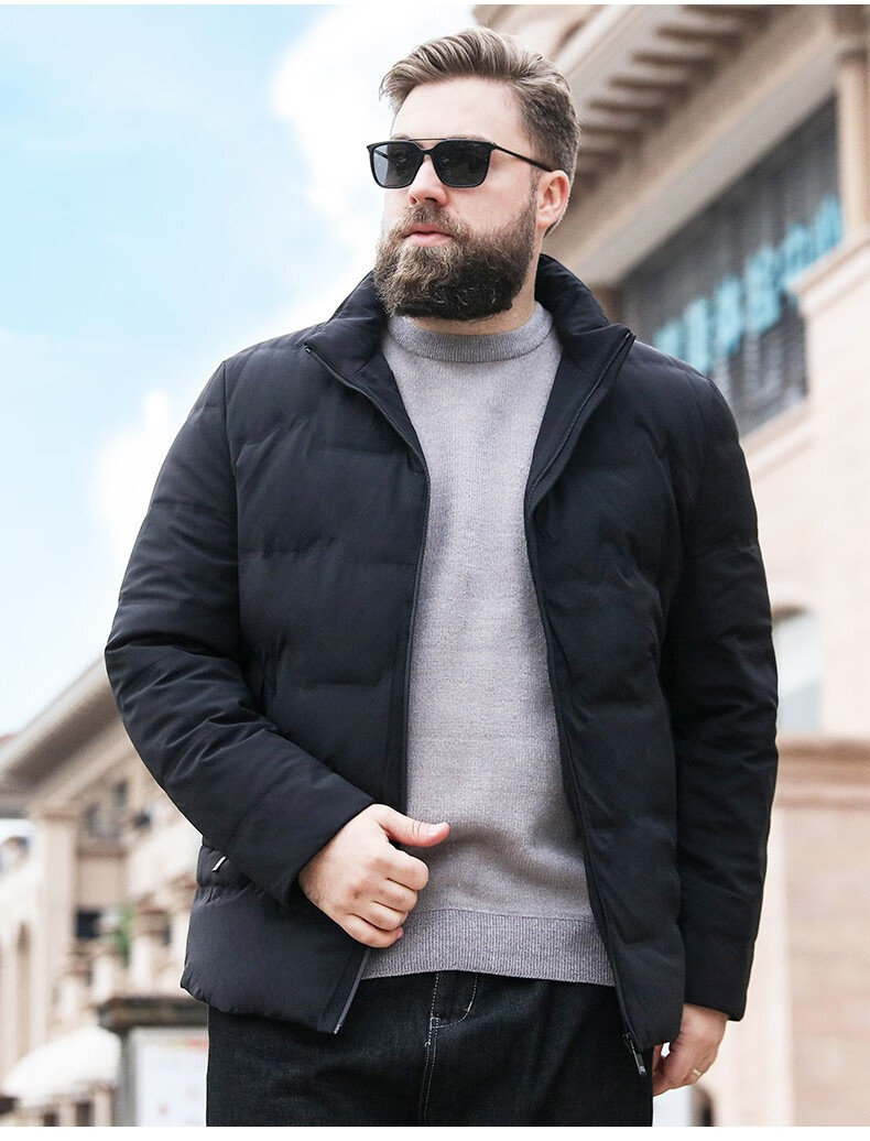 百胜狐大码男装羽绒服男胖子加厚翻领商务休闲夹克外套加肥加大码羽绒