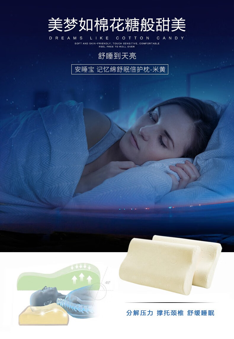 SOMERELLE 安睡宝 舒眠倍护记忆枕芯（一对）京东优惠券折后￥69包邮