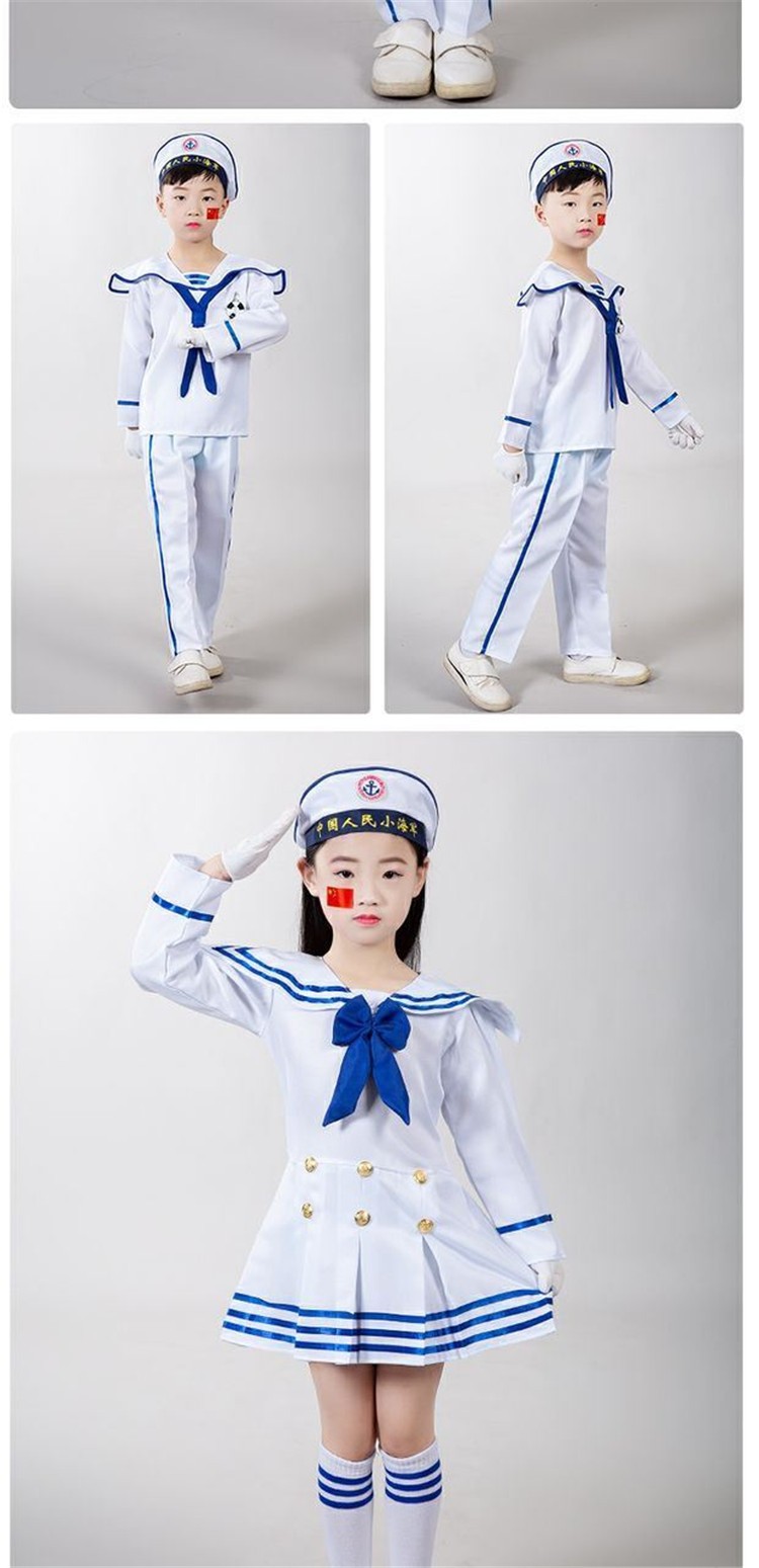 绚萌六一新款儿童小海军水手演出服男女水兵表演服夏令营运动会合唱服