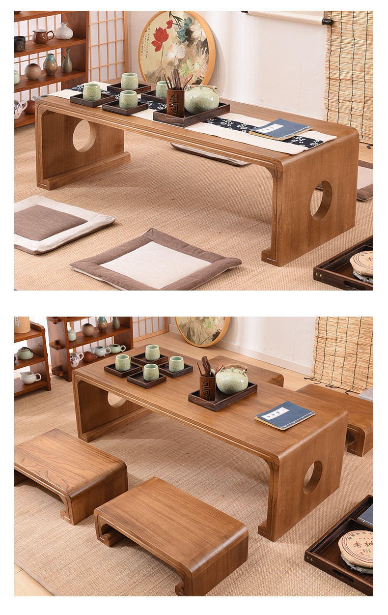 意轩日式烧桐木坐踏 实木矮凳矮榻脚踏 榻榻米小炕几 榻榻米飘窗坐榻
