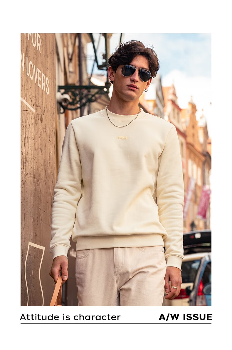 Mr. Bu Celebrity-Style Crew Neck Pullover Men's Sweatshirt, Autumn And Winter Long-Sleeve T-Shirt, Base Layer Top, Yan Yan Black, 2XL(185) 4