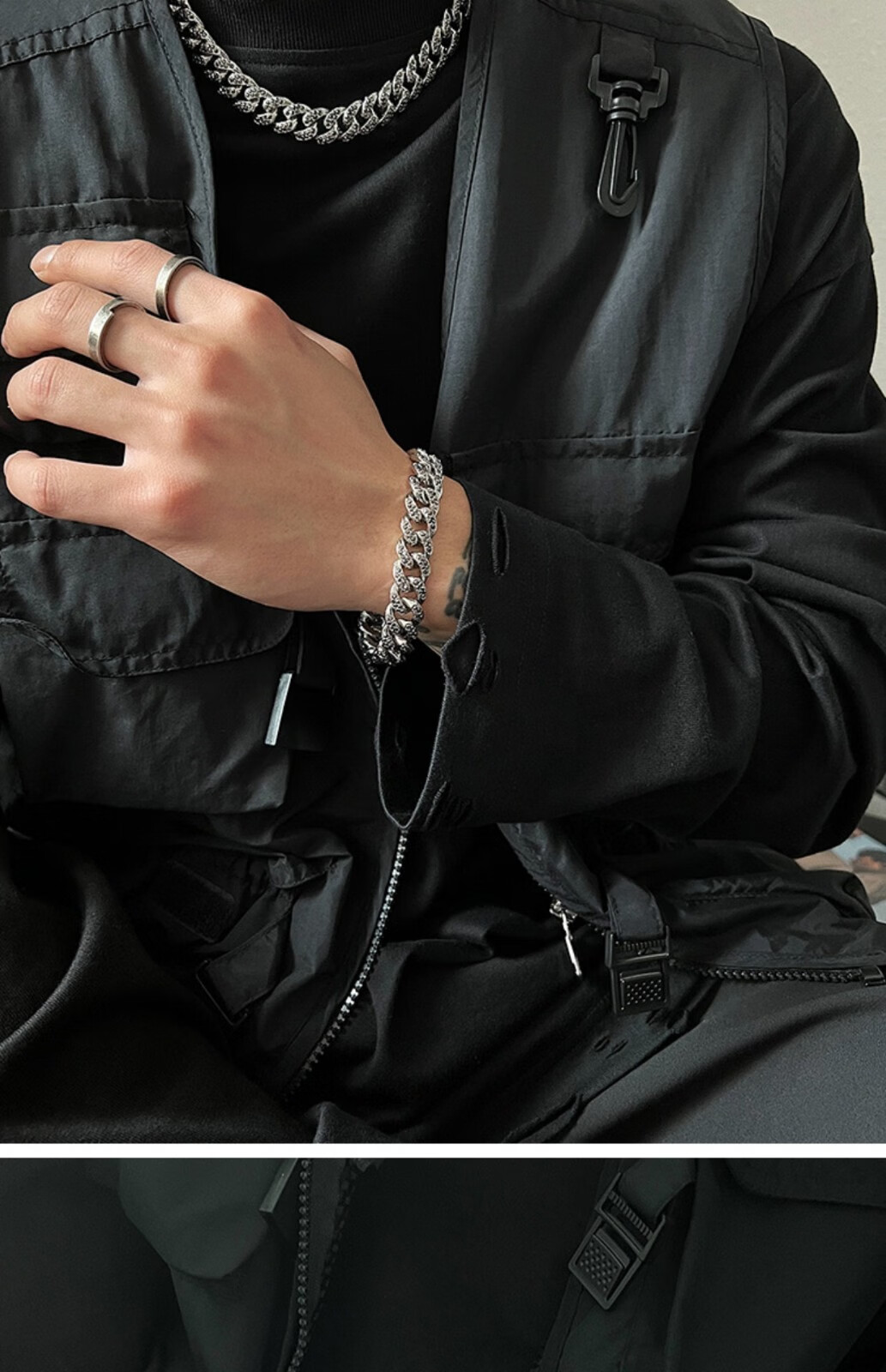 戚小米免费刻字王嘉尔同款古巴手链男潮韩版ins嘻哈钛钢男士手链简约