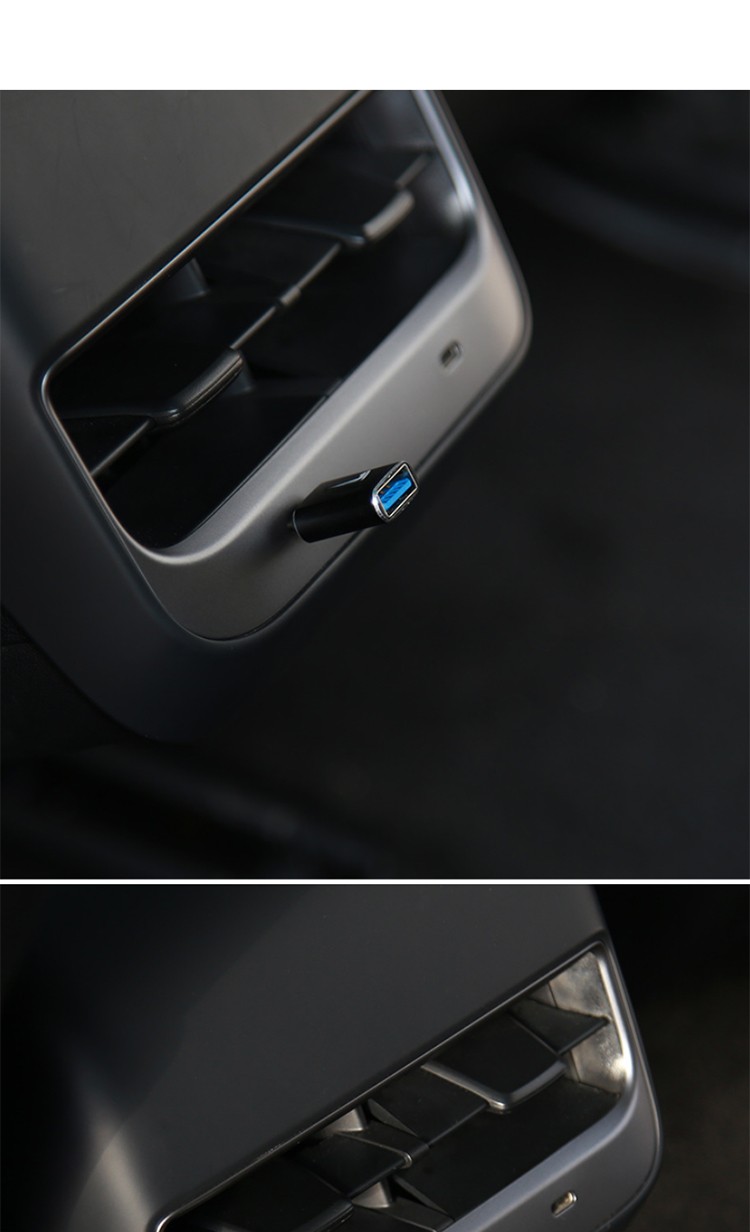 转接口modely后排车内充电源转接头车载typec转usb改装配件typec转usb
