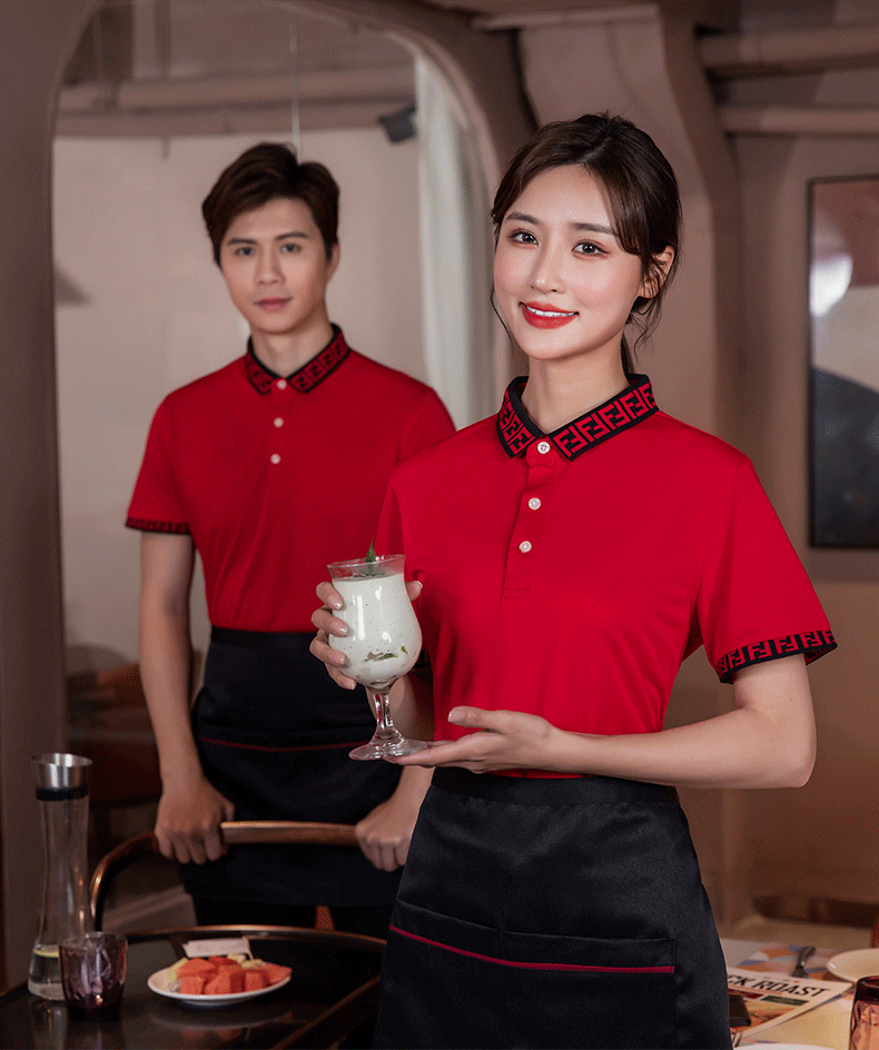 极轩 火锅店服务员工作服 美食城食堂饭店烤肉店ktv烧烤夏季工衣 餐饮