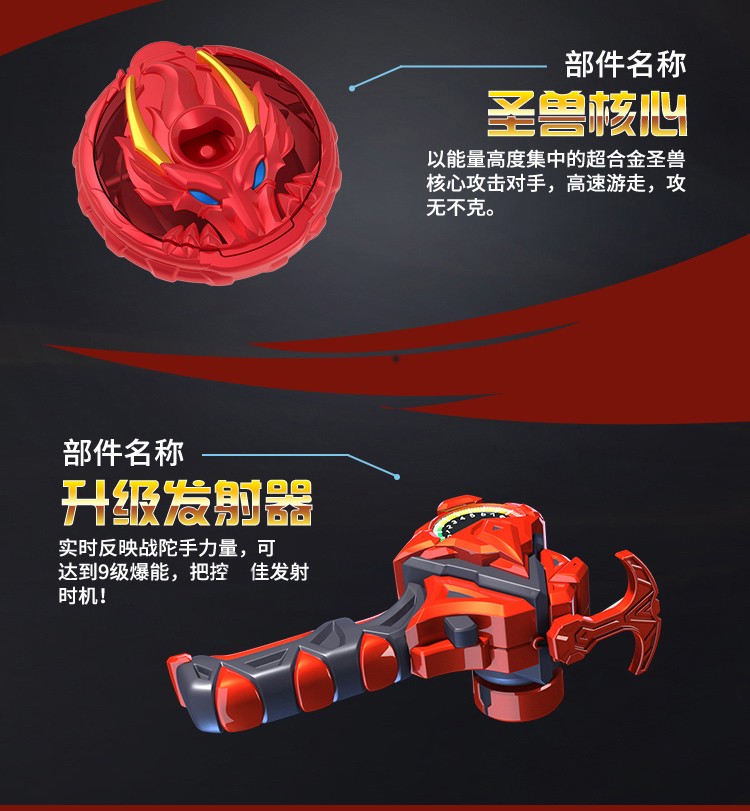 三宝新款爆甲战陀儿童超变战陀2合金旋转陀螺拉线对战男孩玩具 飞电狐