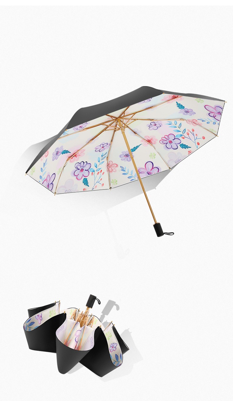 jedmviss 品牌太阳伞女防紫外线双层加倍防晒晴雨伞两用黑胶遮阳伞