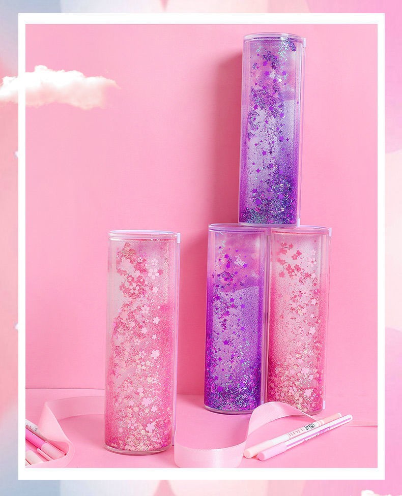 流沙文具盒女樱花流沙笔袋男女小学生多功能笔盒少女心小清新可爱ins