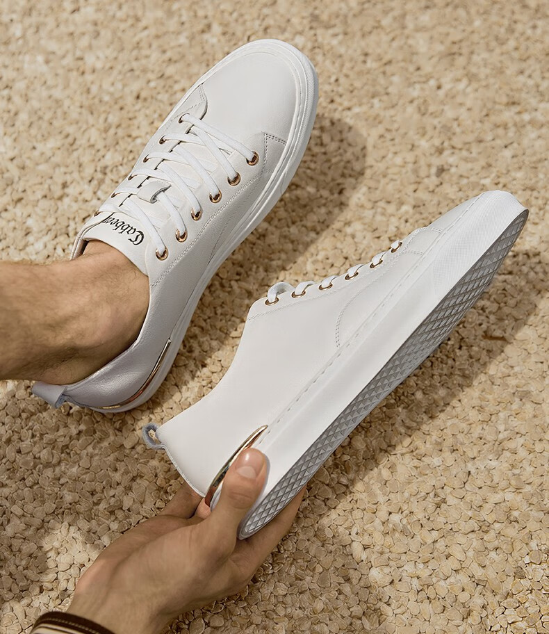 cabbeen卡宾小白鞋男鞋春季新款休闲鞋金边板鞋简约经典风鞋子男百搭