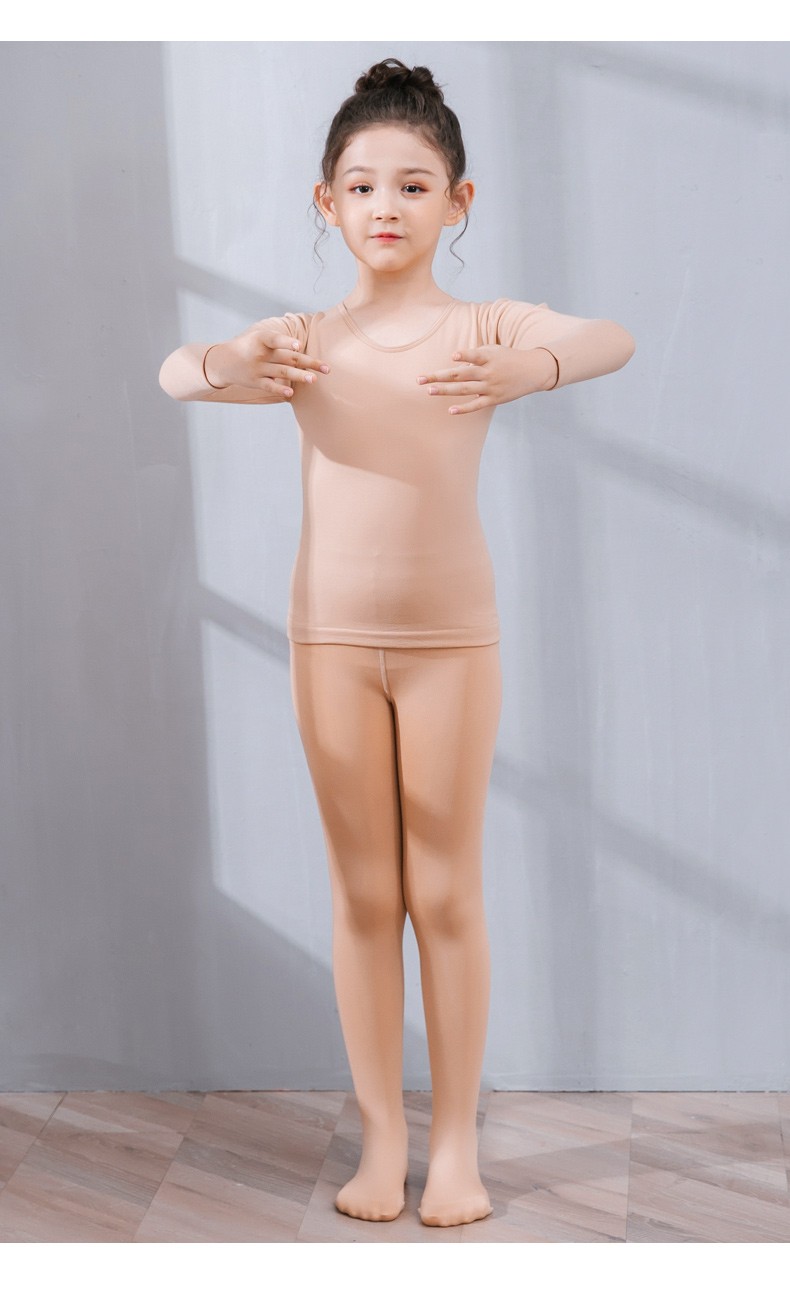 柠檬slemon芭蕾舞服儿童舞蹈秋冬肉色底衫加绒保暖隐形紧身练功服女童