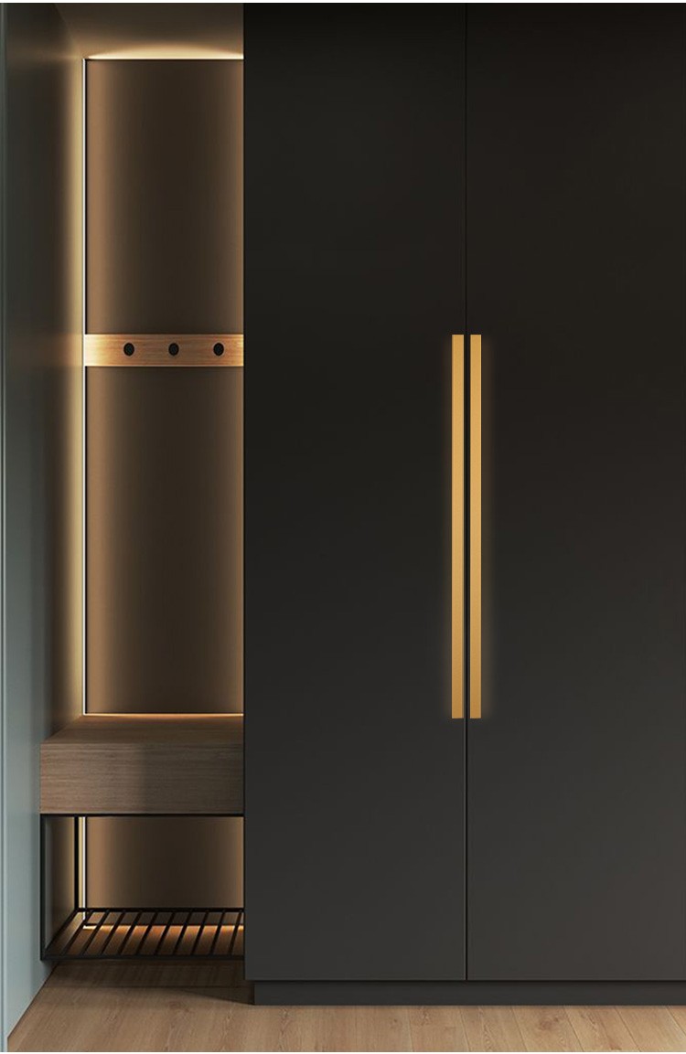 gute固特柜门拉手加长1米衣柜拉手实心加厚橱柜门把手美式超长黑色大