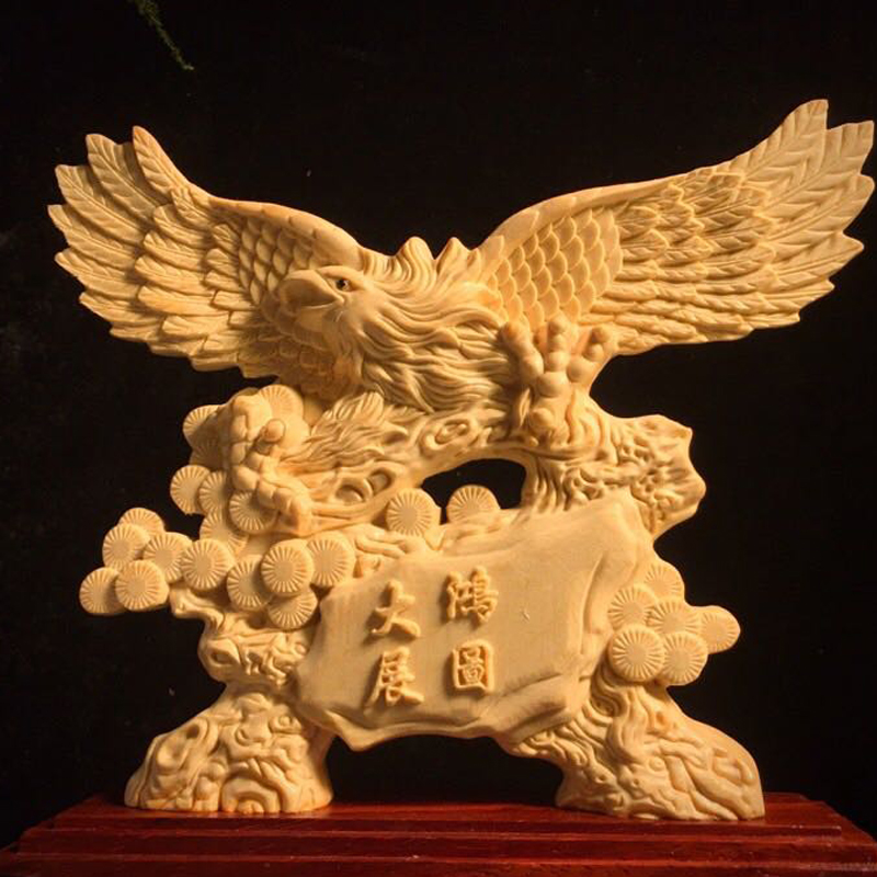 黄杨木大展宏图实木雕刻工艺品摆件居家送礼木质摆件拍卖