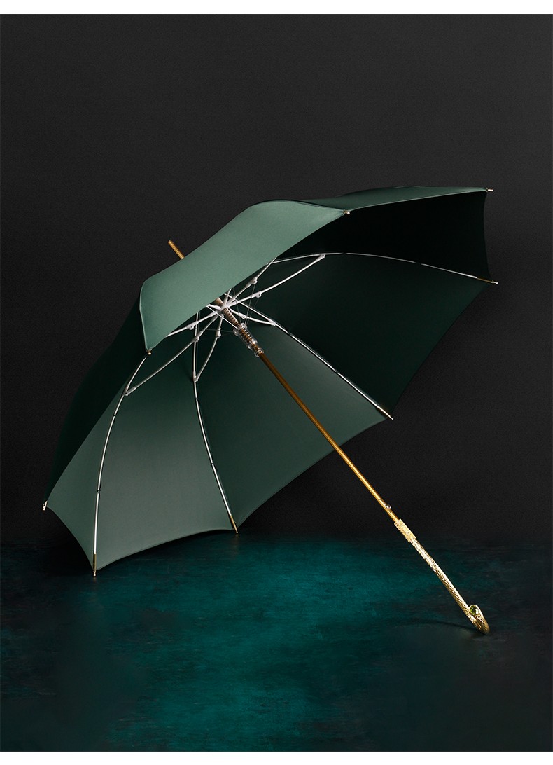 danmunier原创设计长柄双层雨伞精致弯柄镶钻女轻奢纯色文艺大号创意