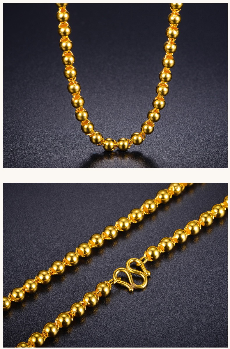 ginza rim9999足金黄金项链男女款 光珠圆珠项链 时尚结婚项链 约15.