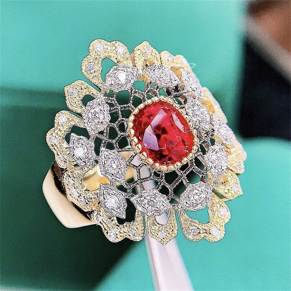 墨辰珠宝绝地武士尖晶石戒指彩色宝石18k金镶嵌裸石重量108ct晶体通透