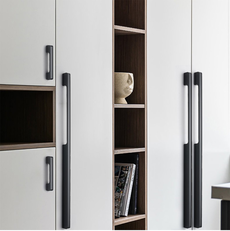 普雷达加长衣柜门1米大拉手黑色橱柜把手美式抽屉黑色实心柜门拉手