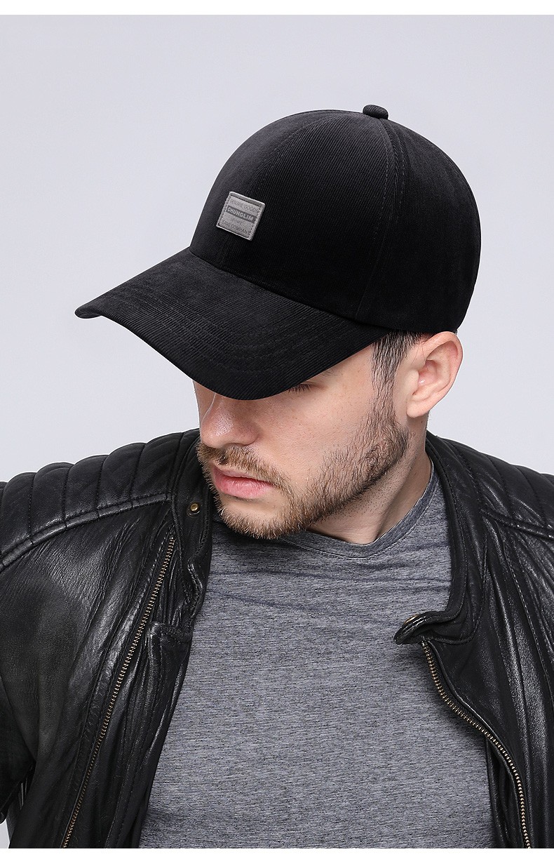 法玛莎品牌灯芯绒棒球帽男士韩版时尚复古硬挺时尚百搭保暖鸭舌帽