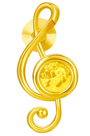 熊猫金币音符胸针吊坠熊猫金币音符胸针 抗击疫情口罩胸针 熊猫金币