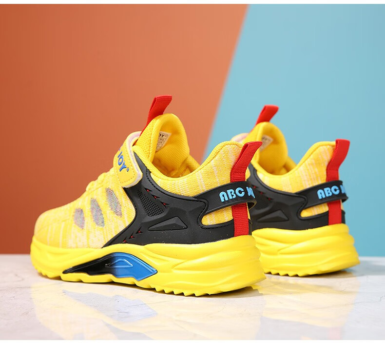 abcjoy童鞋男儿童运动鞋女2021春夏新款飞织透气跑步鞋防滑耐磨休闲鞋
