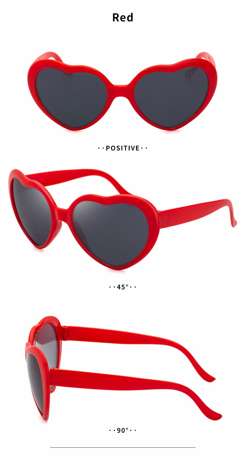 跋图抖音同款爱心眼镜看灯光变桃心荧光眼镜心形墨镜浪漫表白礼物爱心