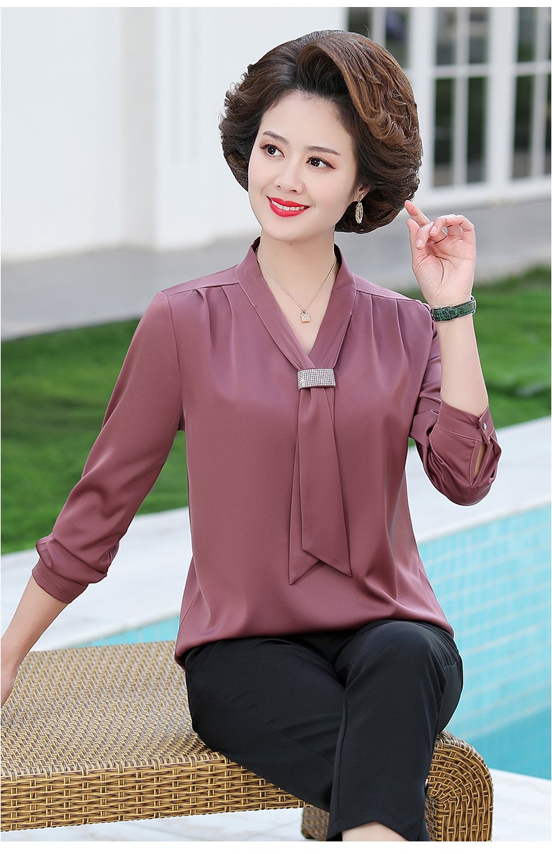 花花仕爵中老年女装衬衫秋季妈妈装上衣女春秋款时尚小衫4050岁中年
