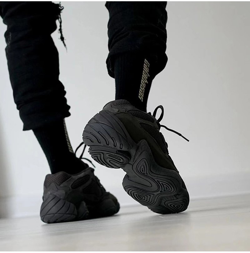 阿迪达斯adidas yeezy 500男女同款 全黑武士 黑魂椰子老爹鞋 休闲