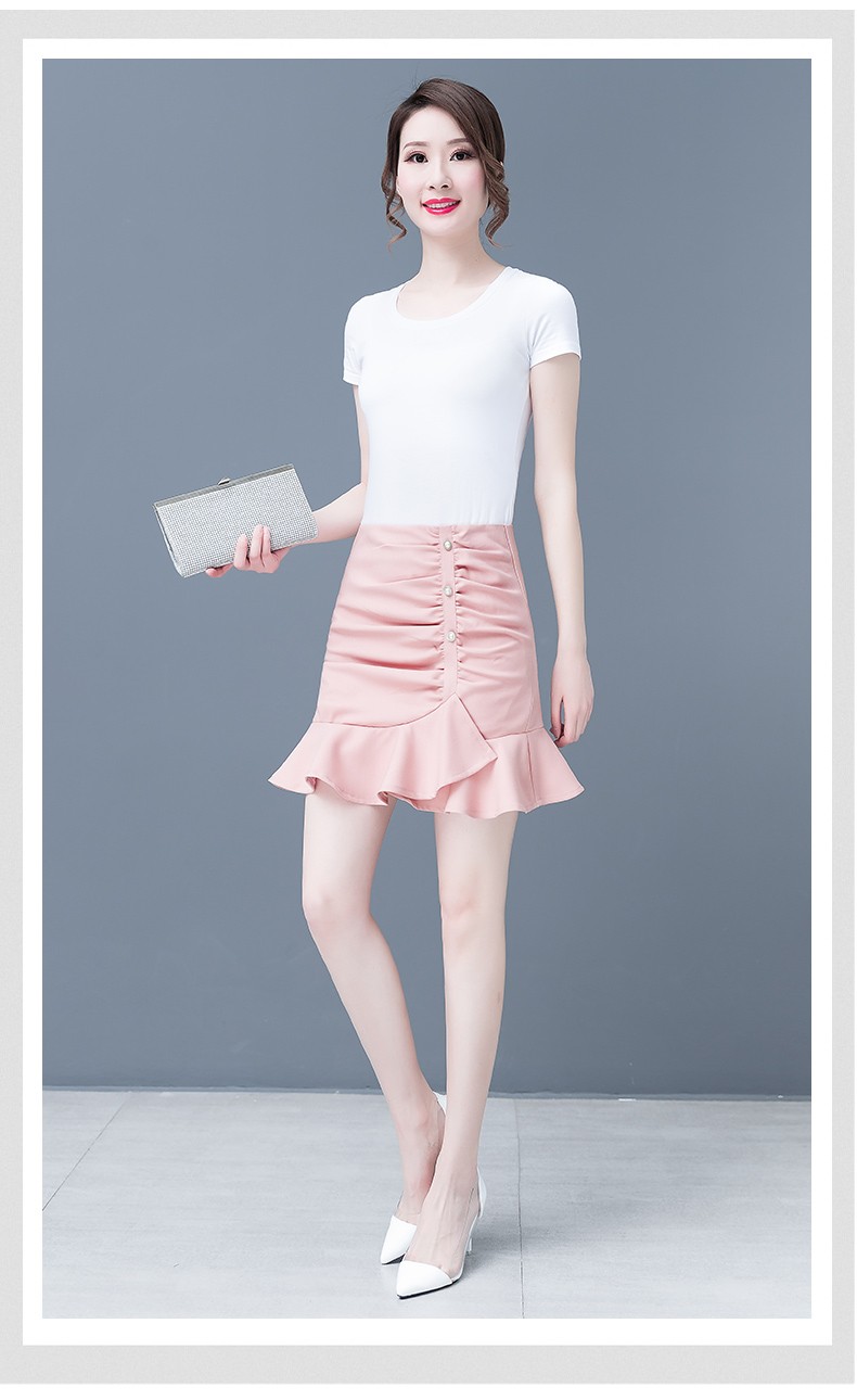 木荣鱼尾裙女春夏2021新款高腰不规则雪纺半身a字短裙子荷叶边包臀裙