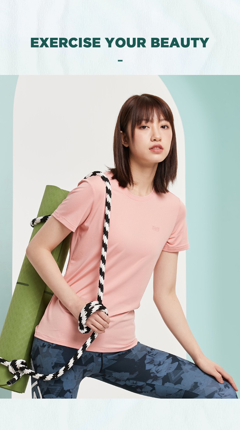 特步女装短袖t恤女显瘦速干女子短袖2021夏新款瑜伽t恤跑步健身半袖