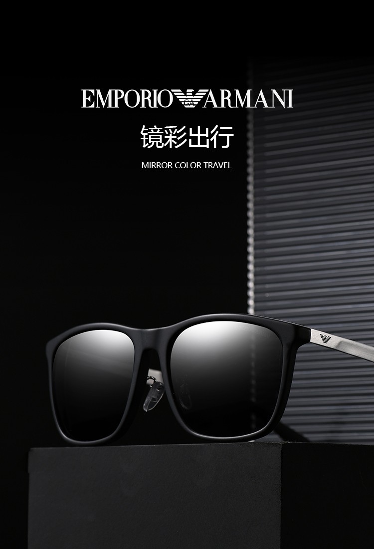 emporio armani阿玛尼易烊千玺明星同款复古男士金属飞行员太阳墨镜护