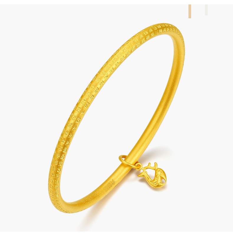 礼物六桂福珠宝小鹿心经镯黄金手镯999足金手镯手环手饰女款计价电商
