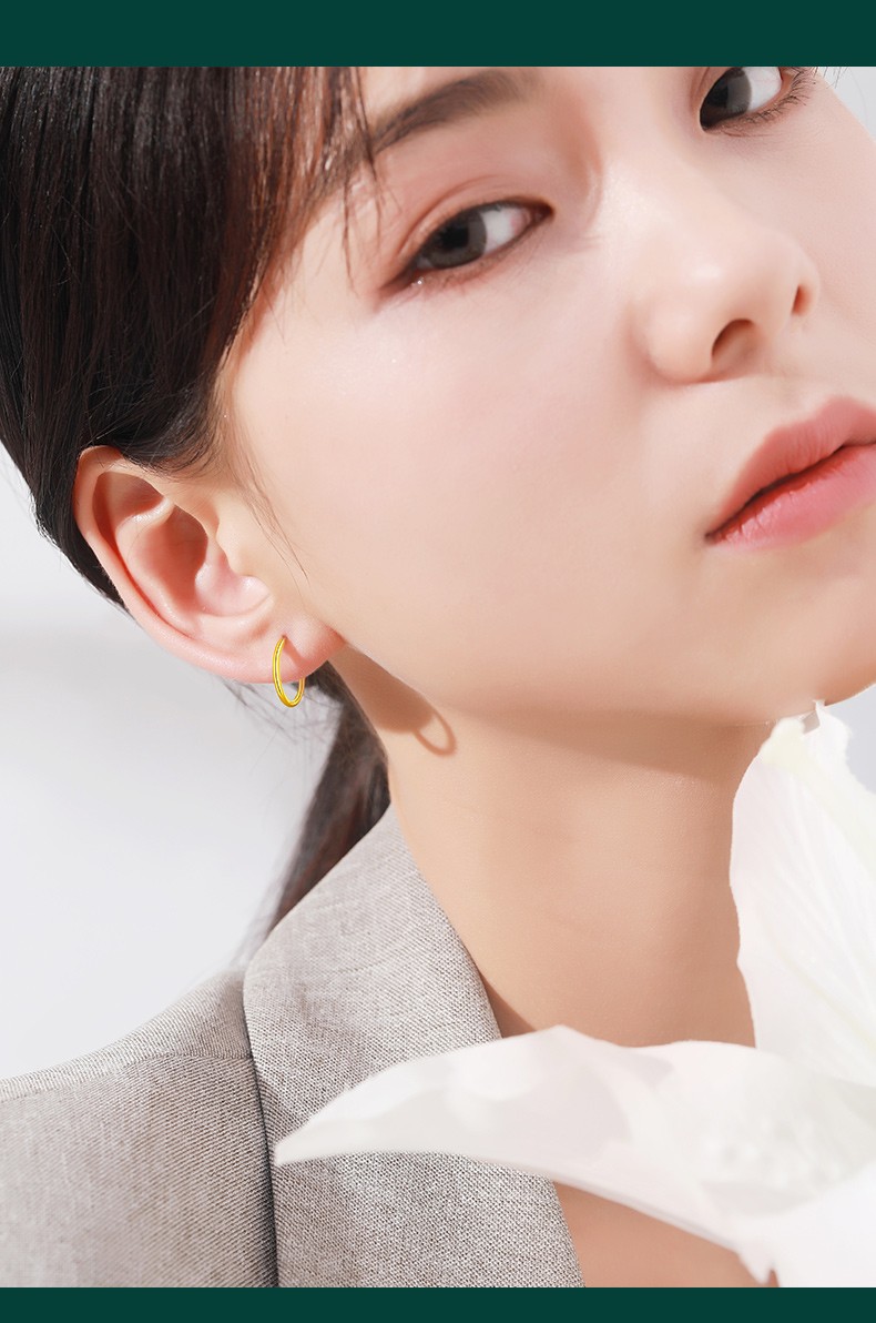 金六·福款式 999黄金耳圈女时尚足金耳环个性青年耳饰耳坠子送女友