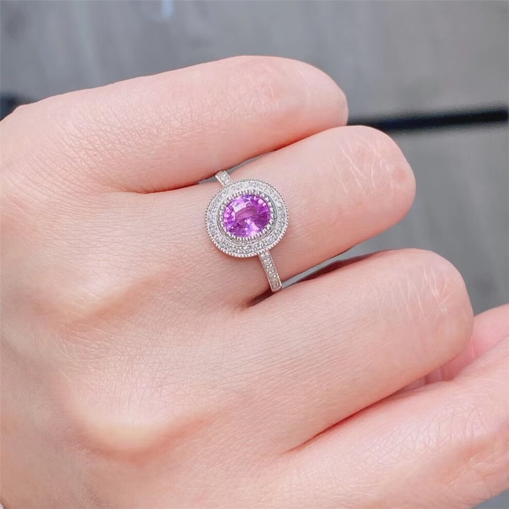 宥熙珠宝天然紫蓝宝戒指彩色宝石18k金镶嵌裸石108克拉晶体通透附证书