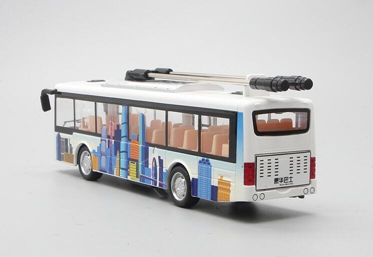 仿真合金城市电车公交车带声音灯光儿童玩具车模型白色