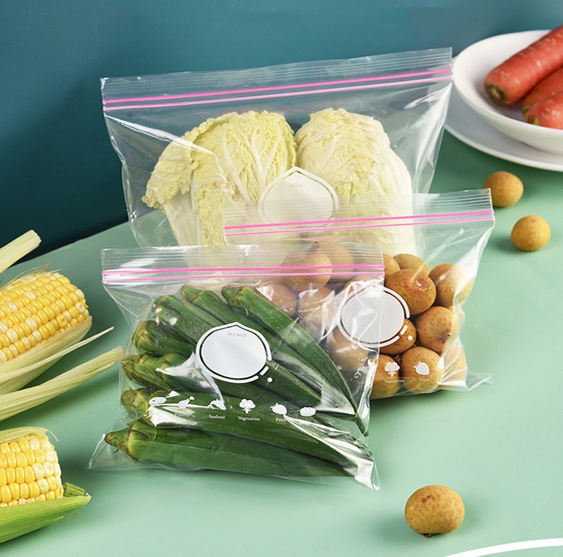 家用冰箱保鲜袋密封袋双筋食品密封保鲜袋透明包装袋自封袋中号20个