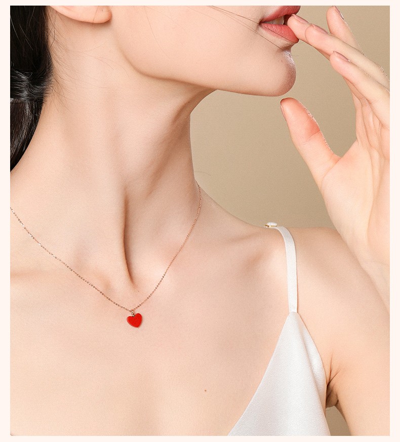 法卡曼(facaman)轻奢品牌18k金小红心项链女简约气质