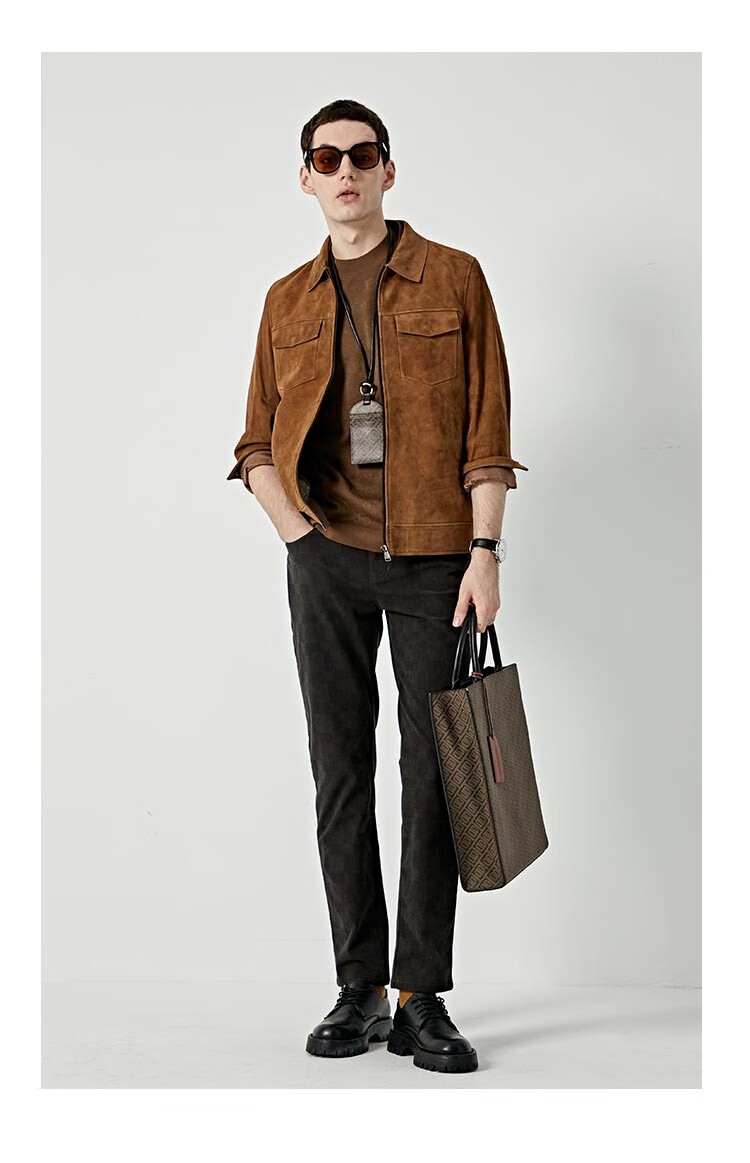 【经典1034复刻】迪柯尼高端轻奢男装高品质绒面羊皮工装皮衣夹克