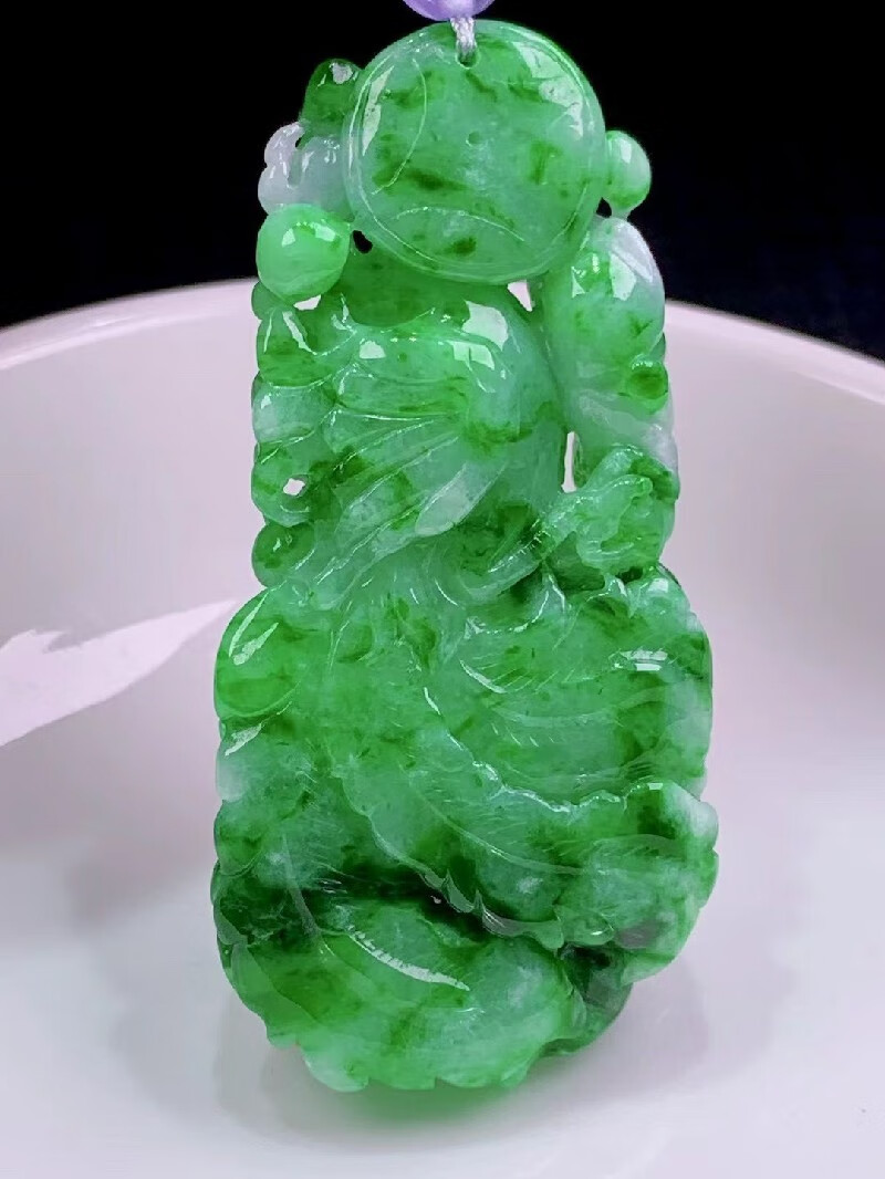 发源地 冰阳绿凤穿牡丹吊坠 缅甸a货翡翠玉石珠宝首饰送女友送生日