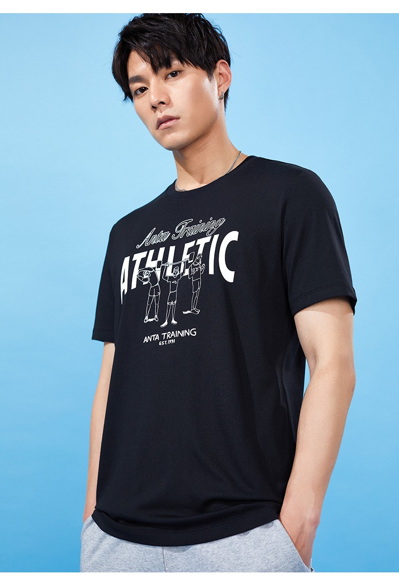 安踏短袖t恤男2021夏季新款运动体恤训练衣健身半袖跑步透气上衣