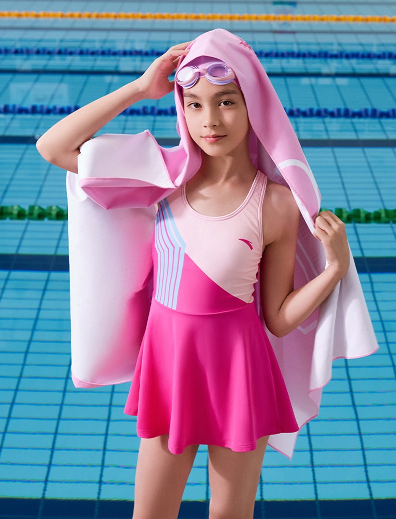 安踏儿童装女童游泳套装2022年夏季新款防水亲肤舒适儿童泳装泳衣套装