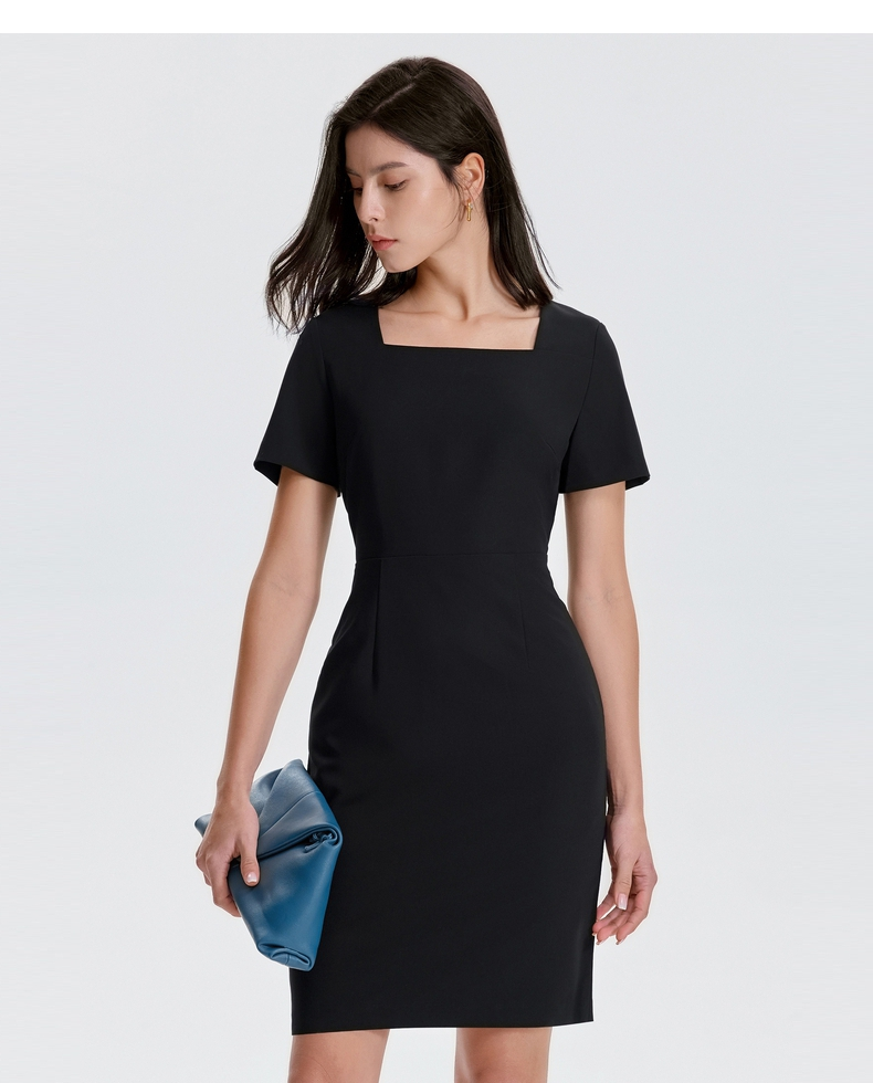 g2000女装连衣裙季新款黑色经典小黑裙优雅显瘦裙子中长款00762045