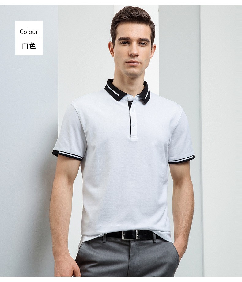 罗蒙romon短袖t恤男夏季中青年薄款t恤衫纯色翻领上衣男深蓝17088a