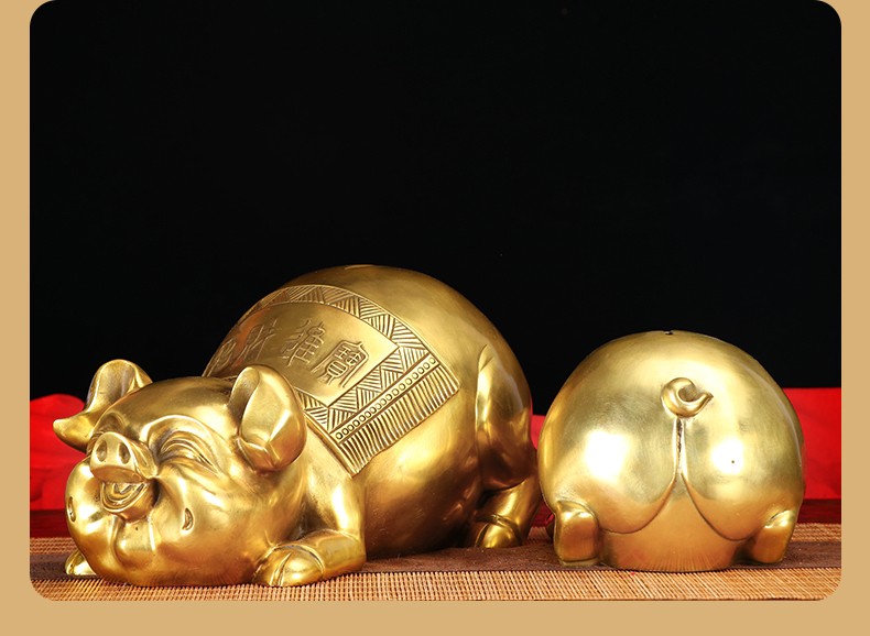 佰爵京客纯铜招财金猪摆件存钱罐生肖猪福猪聚财客厅玄关书房办公室