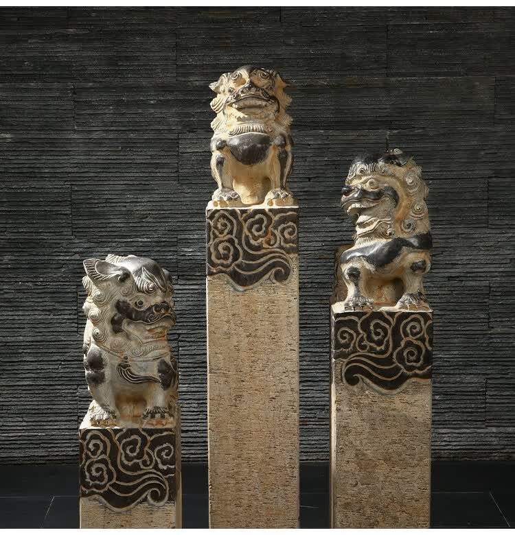 石雕拴马桩青石仿古栓马柱庭院酒店会所玄关新中式装饰柱子拴马石