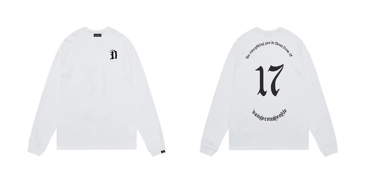 薛之谦dsp基础字母印花长袖t恤复古潮流圆领上衣 白色 m【图片 价格