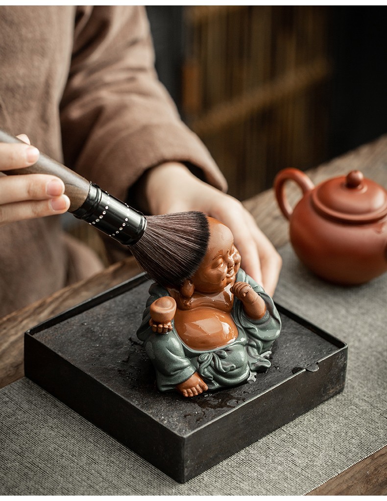 苏灵紫砂茶宠弥勒佛招财茶桌茶摆件小佛装饰茶台装饰禅意佛像饰品自由