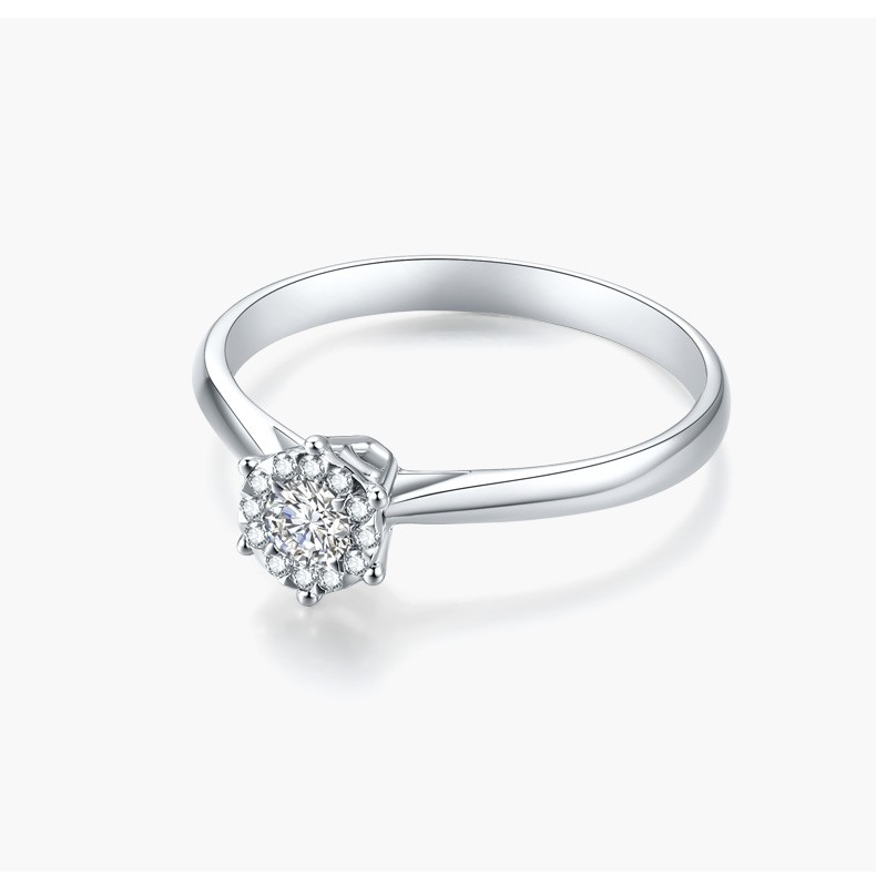 礼物六桂福珠宝花样年华18k金钻石戒指群镶效果钻戒求婚结婚戒指15号