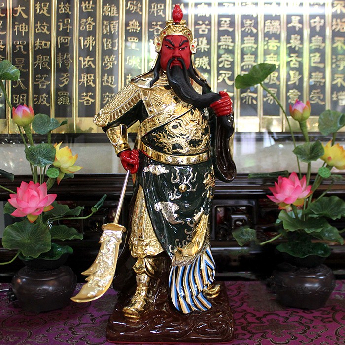 行天宫纯铜鎏金关公像关羽武财神关二爷神像供奉财神爷佛像 a款剑指