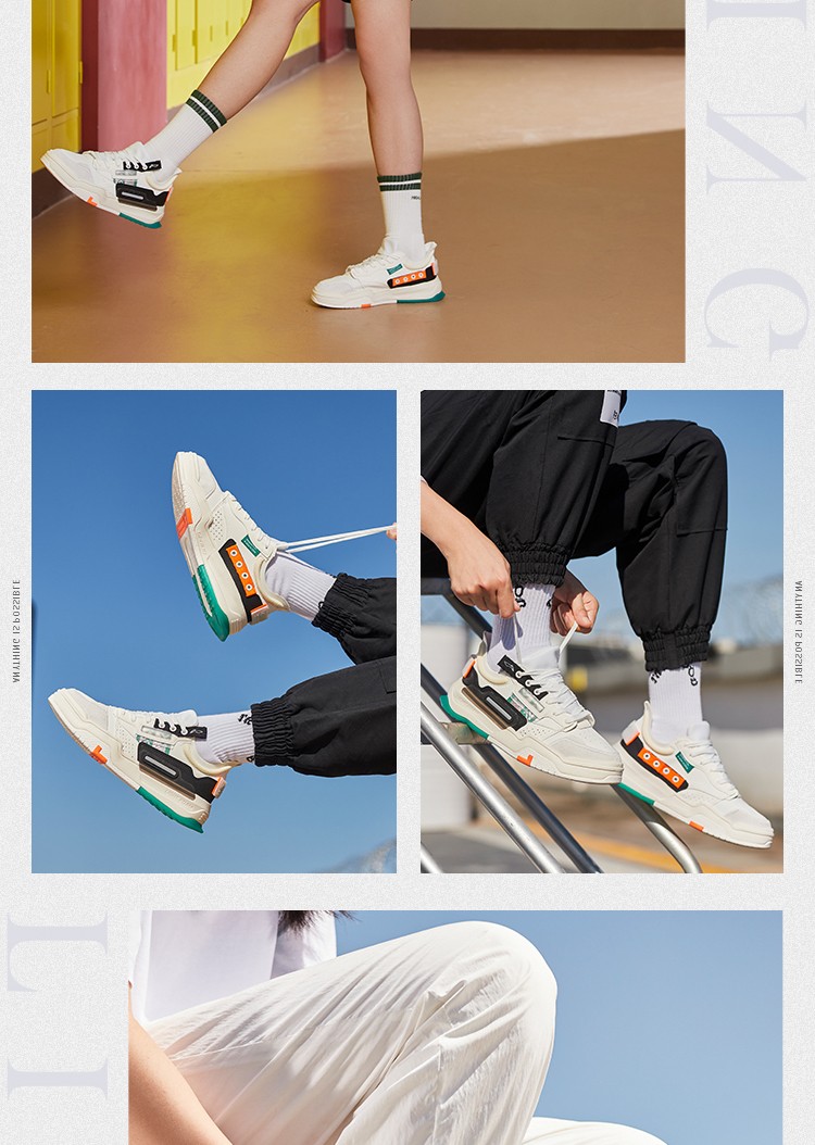 李宁休闲鞋女鞋新款极客回弹板鞋滑板鞋反光经典低帮运动鞋agcr1541雪