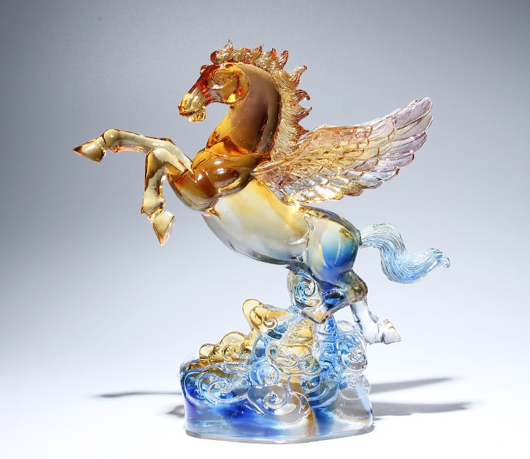 礼上福琉璃飞马摆件高档轻奢水晶工艺品客厅朋友开店开业送礼物高档